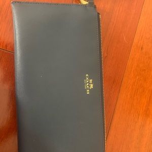 Coach navy wristlet wallet